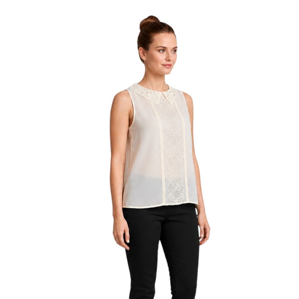 LC Lauren Conrad Yellow Semi-Sheer Sleeveless Top, L